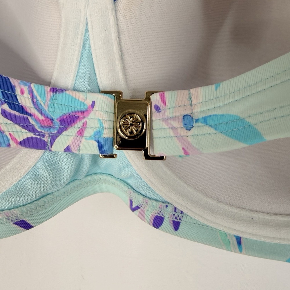 Lilly Pulitzer Knot Bikini Top Only Multicolor Leaves Size 10 Pre-Own - Picture 7 of 12
